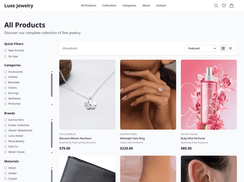 Jewelry Ecommerce, NextJS+Sanity